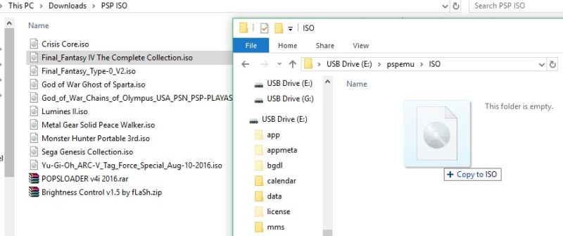 where to put psp iso files