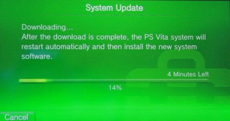 the latest version of the system software is already installed ps vita